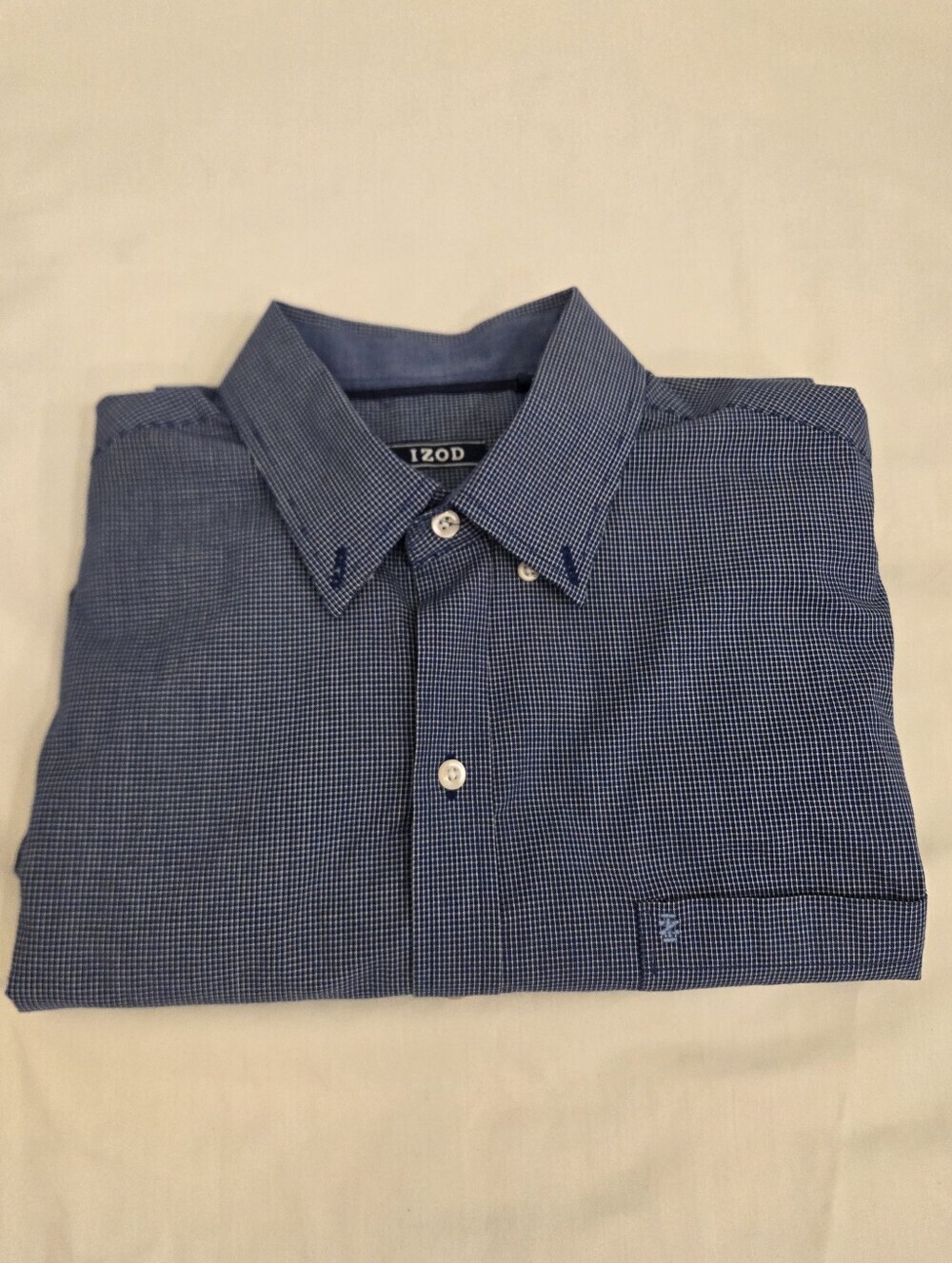 Izod Men's Blue White Check Button Down Size Large